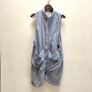 State the Label Blue Striped Smock